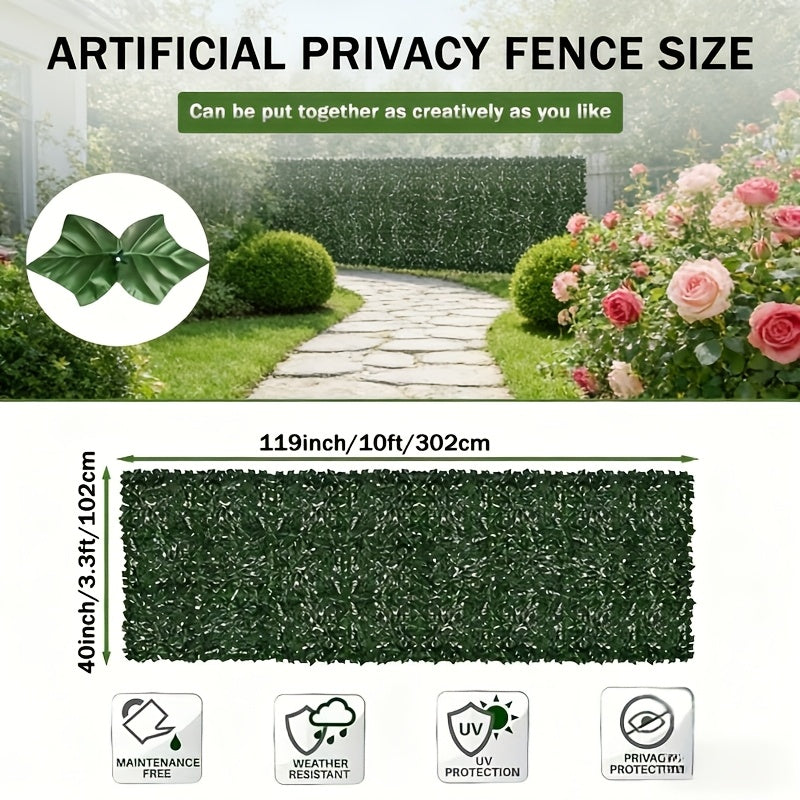 119" X 40" Realistic Artificial Ivy Privacy Screen, Weather-Resistant Faux Greenery for Garden Patio Privacy & Beauty