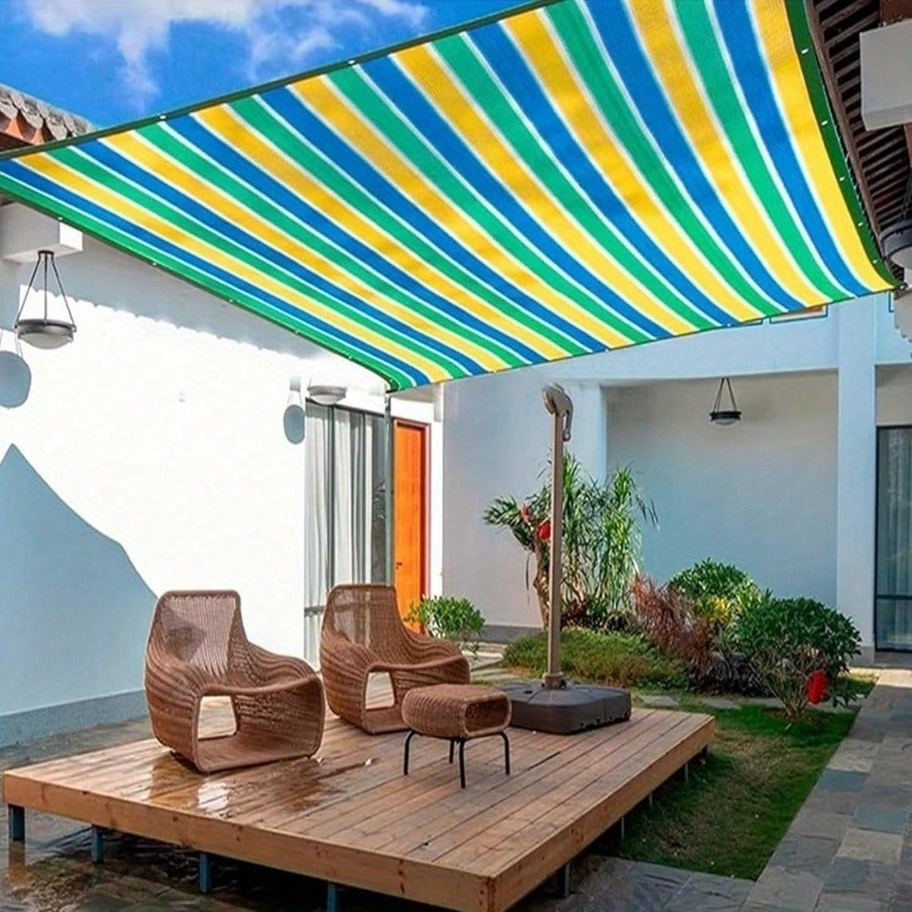 Sun Shade Net Striped Multicolor 90% Sunblock Breathable HDPE Plastic Corner Guards – 2 Sizes Outdoor Shade Cloth for Garden Terrace Balcony Carport Picnic