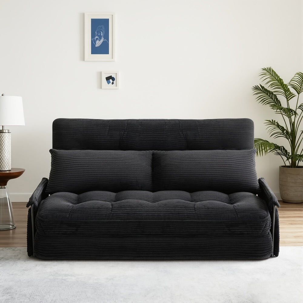 Convertible Sofa Bed with Memory Foam, Foldable Sleeper Chair Corduroy Fabric Metal Frame, Space Saving Sofa for Small Apartment Living Room Bedroom Studio Guest Room