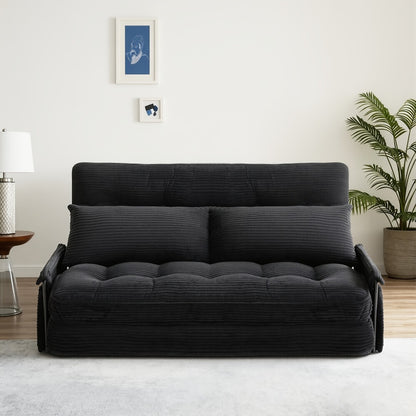 Convertible Sofa Bed with Memory Foam, Foldable Sleeper Chair Corduroy Fabric Metal Frame, Space Saving Sofa for Small Apartment Living Room Bedroom Studio Guest Room