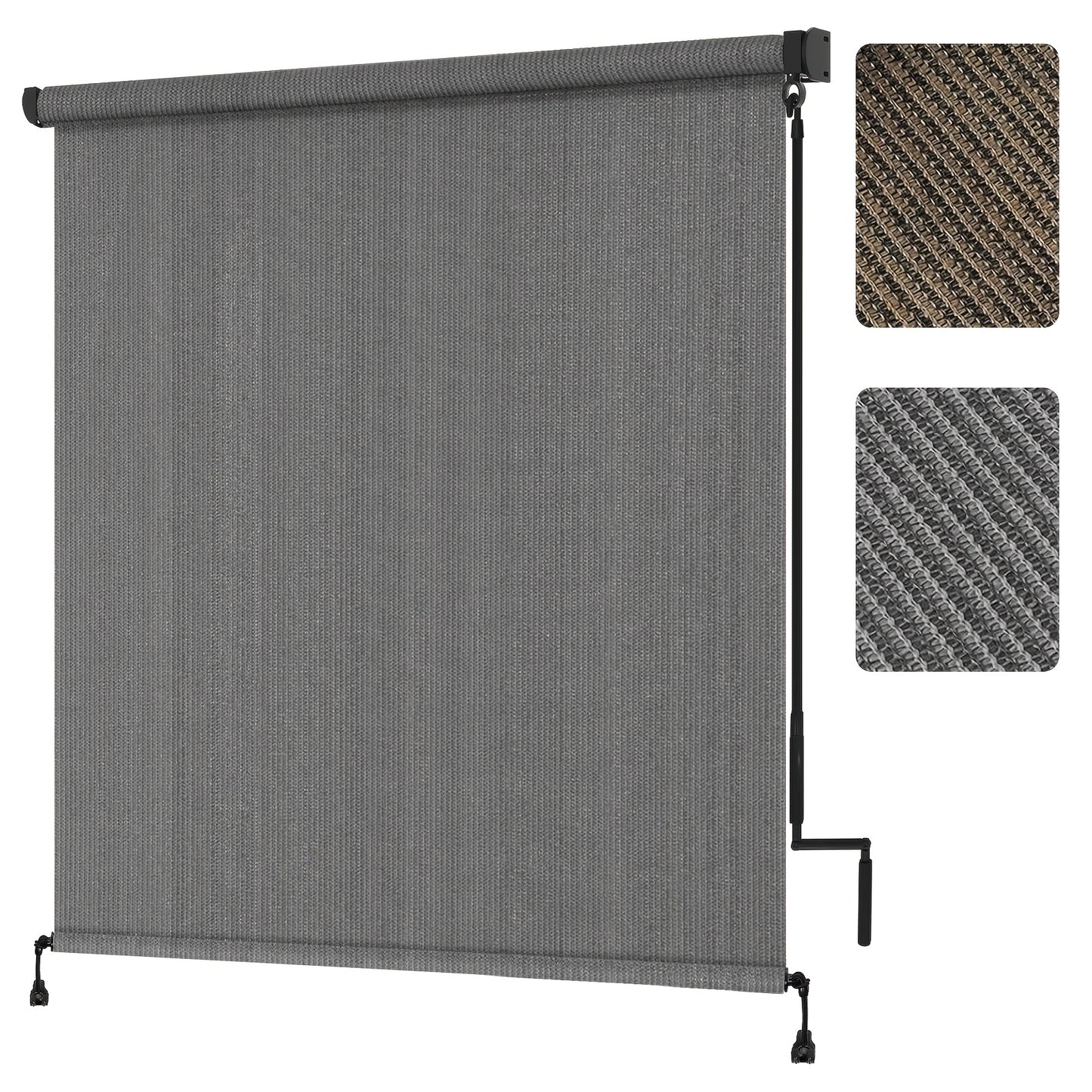 Outdoor Roller Shades with Splicing Design, Cordless Patio Roll Up Blinds, Exterior Shade Cloth Roll Shade for Patio