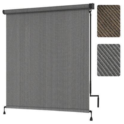 Outdoor Roller Shades with Splicing Design, Cordless Patio Roll Up Blinds, Exterior Shade Cloth Roll Shade for Patio