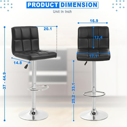 Bar Stool Set of 2, Bar Table Sold Separately, PU Leather Adjustable Swivel Stool