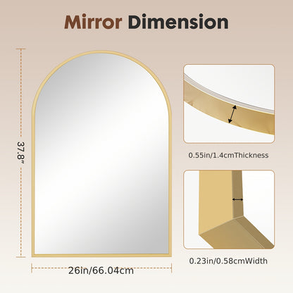 Arch Bathroom Mirror Wall Mounted Shatter-Proof Metal Frame Vanity Mirror Over Sink for Bedroom Living Room Modern Home Decor