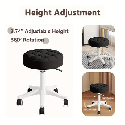 Salon Stool Chair with Super Soft Cushion, 360° Swivel & Height Adjustable – Upgraded Rolling Stool for Salon, Spa, Tattoo, Medical & Home Office, White, Gray, Black