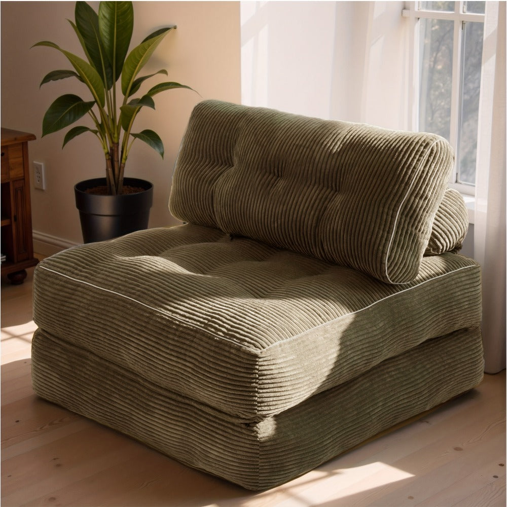 Folding Sofa Bed Convertible Sleeper Chair for Adults, Foam-Filled Floor Couch with Pillow, Single Size Foldable Mattress for Living Room Bedroom Guest Room Dorm Apartment, 6 Colors Available