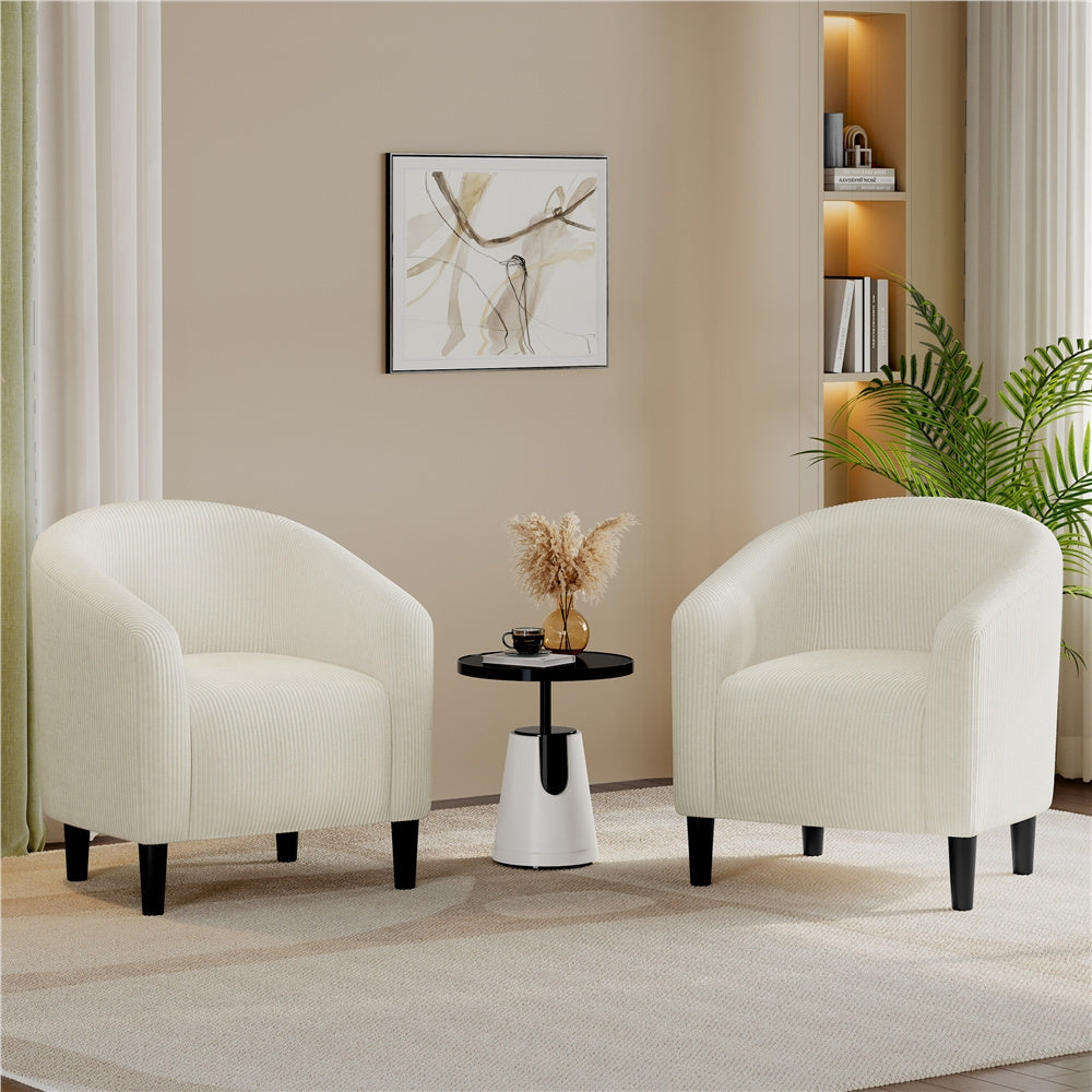 Costoffs Boucle Barrel Accent Chair with Arms, Upholstered Armchair for Living Room, Bedroom, Furniture for Home, Stylish and Comfortable Club Chair for Bedroom, Ivory/Black/Dark Gray/Blue/Yellow