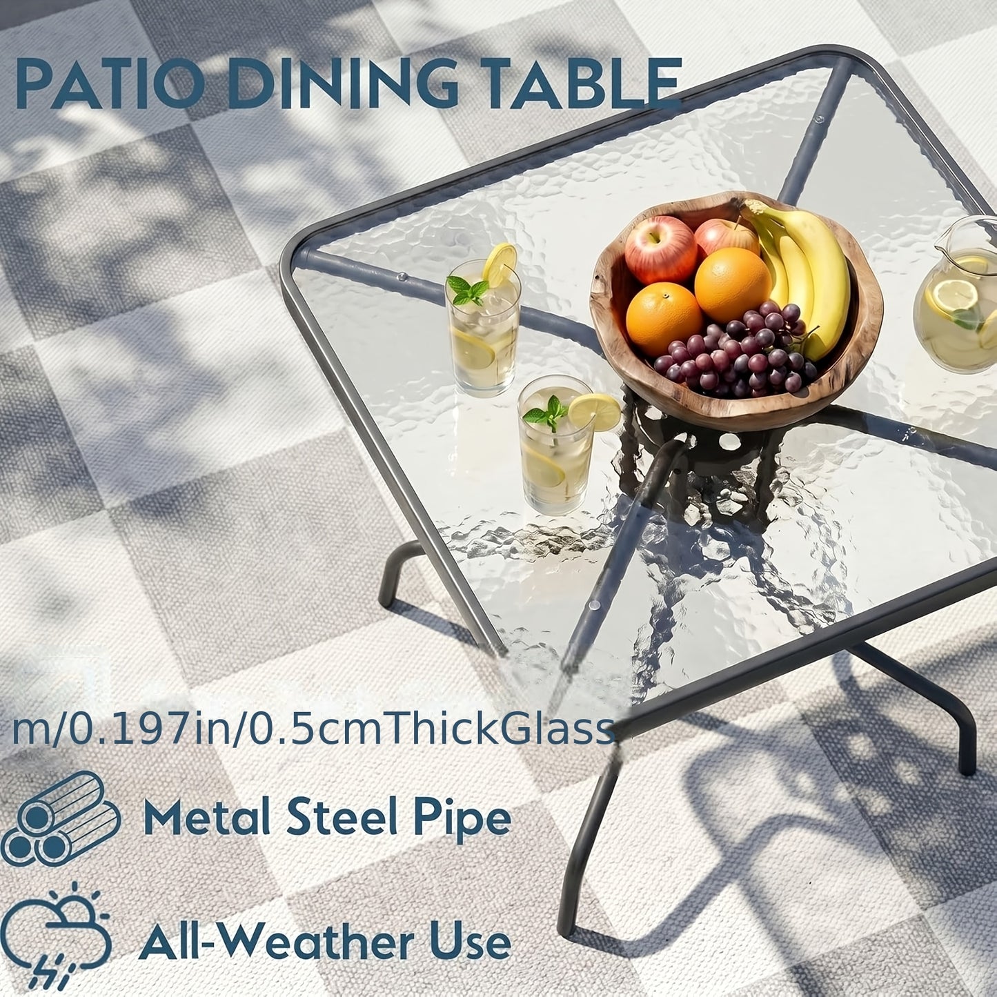 [Outdoor Furniture Set] Patio Dining Table and Chair Set, 5pcs, Space-Saving Outdoor Furniture for All-Weather Use, Includes 4 Stackable Textilene Chairs and a Metal Frame Table, Suitable for Courtyards, Gardens, Lawns, Backyards, and Poolside, Umbrella N