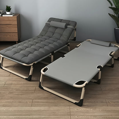 [Foldable Bed Frame] Foldable Bed Frame With Mattress - Stainless Frame Suitable For Bedroom & Guest Room, Adjustable Open-Panel Headboard, Foldable For Small Spaces, No Assembly Required, Retro Modern Bed For, Indoor Folding Guest Bed