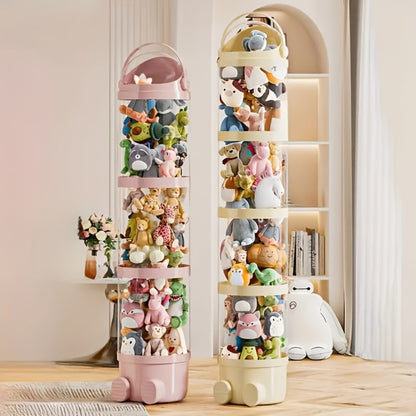 Four-layer Transparent Large-capacity Plastic Storage Bucket, Plush Animal House Design, High-transparency Storage Bucket, Keeps Plush Tidy, Suitable for Dollhouse Bedrooms And Living Room Decor, Perfect Mother's Day Gift