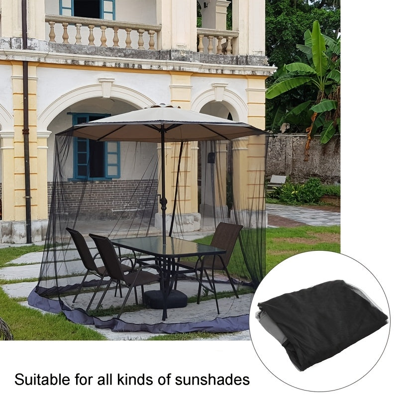 Duty Outdoor Umbrella Mosquito Net - Fit for Roman, Straight Pole, Curved Arm Umbrellas, Zipper Closure, with Zipper Door, Adjustable Height And Diameter, Very Suitable for Outdoor Camping
