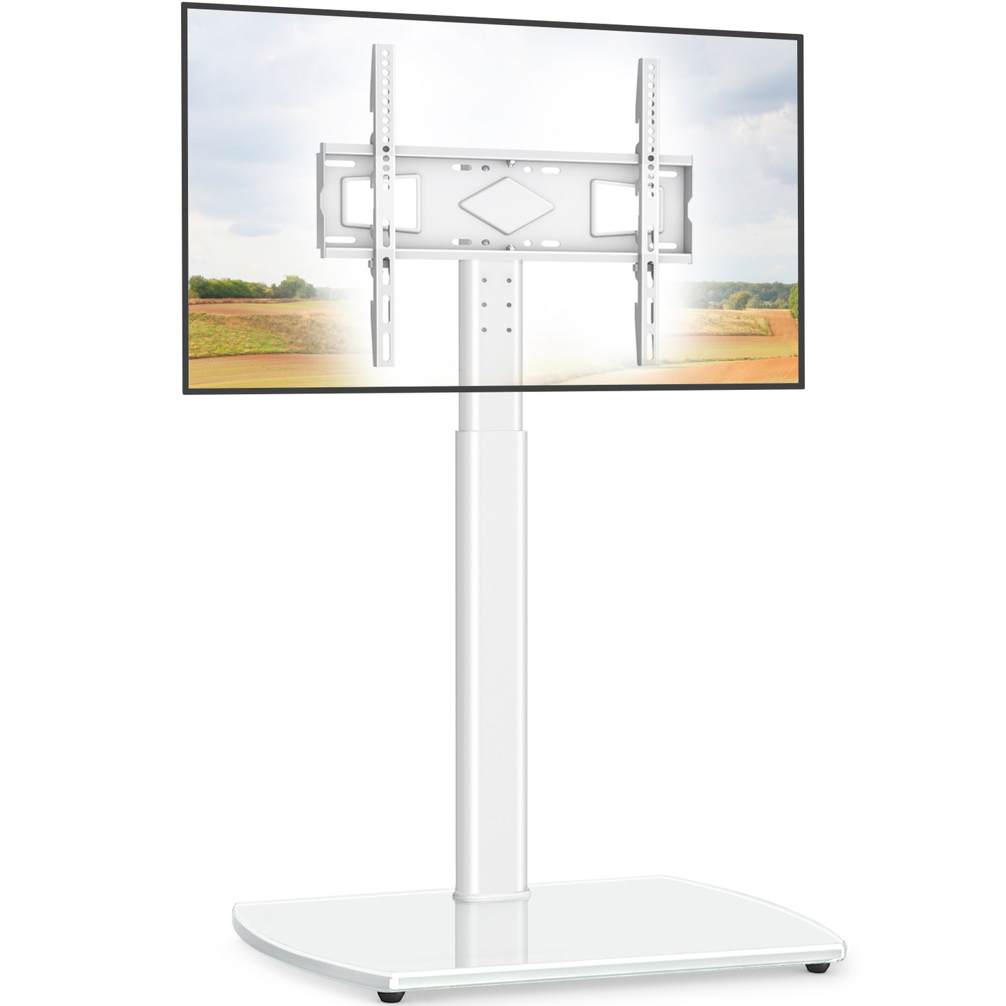 Swivel TV Floor Stand with Mount for Apple TV/Roku Ultra, Universal for 32-65 Inch LCD LED Flat Screen, Height Adjustable TV Mount Stand with Shelf, Space Saving Corner TV Stand for Home Office,C
