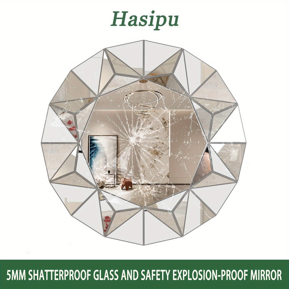 Hasipu Bathroom Wall Mirrors, 32 Inch Round Mirror Wall Decor, Beveled Edge Frameless Wall Mount Round Mirror for Living Room, Bathroom, Home