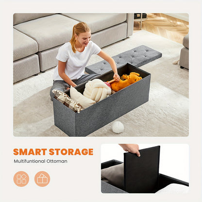 Storage Ottoman Bench, FoldingOttoman Stool, Ottoman with Storage, StorageChest, End Of Bed Bench, Padded Seat, StorageBench with Seating for Bedroom, Living Room, Mother's Day Thoughtful Gift