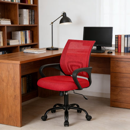 Office Chair with Lumbar Support & Rocking Mode – Height Adjustable Fixed Armrest Swivel Desk Chair for Computer, Gaming, Conference & Meeting Room, 7 Colors, Single or Pair
