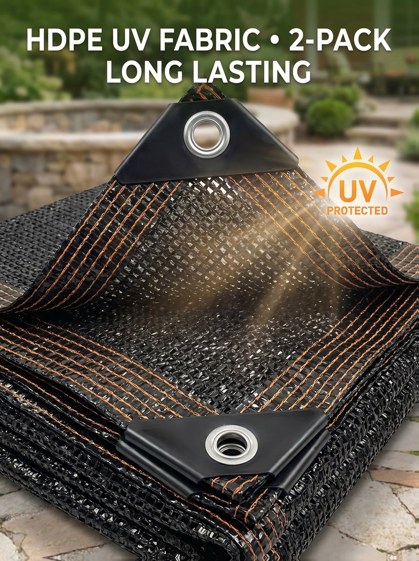 2 Pack Shade Cloth Black & Coffee Sun Shade Sail UV Block Outdoor Patio Garden Privacy Screen