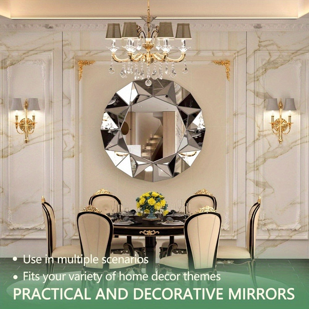 32 Inch Round Bathroom Mirror Frameless Beveled Edge Wall Mount - Large Circle Mirror for Bathroom Living Room Bedroom Home Decor Modern Design