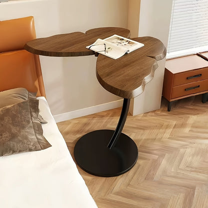 Butterfly Side Table Metal Frame Vintage Accent End Table for Living Room Bedroom Sofa Couch Corner Decorative Sculptural Tea Table Walnut Finish