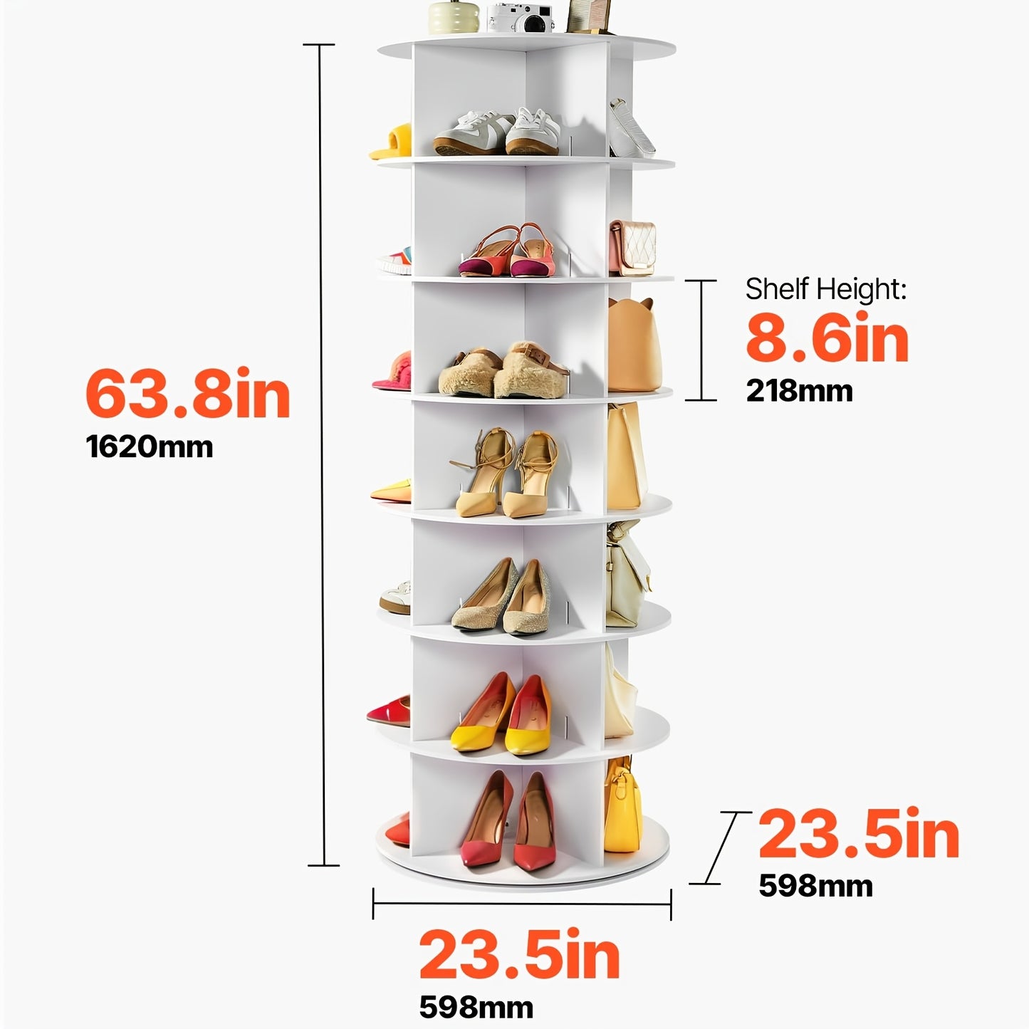 Rotating Shoe Rack Tower, 7 Tier Revolving Shoe Rack, 360° Spinning Shoe Rack for Closet, Vertical Shoe Tower Organizer, Easy to Assemble Closet Organizers And Storage for Handbag, Shoe