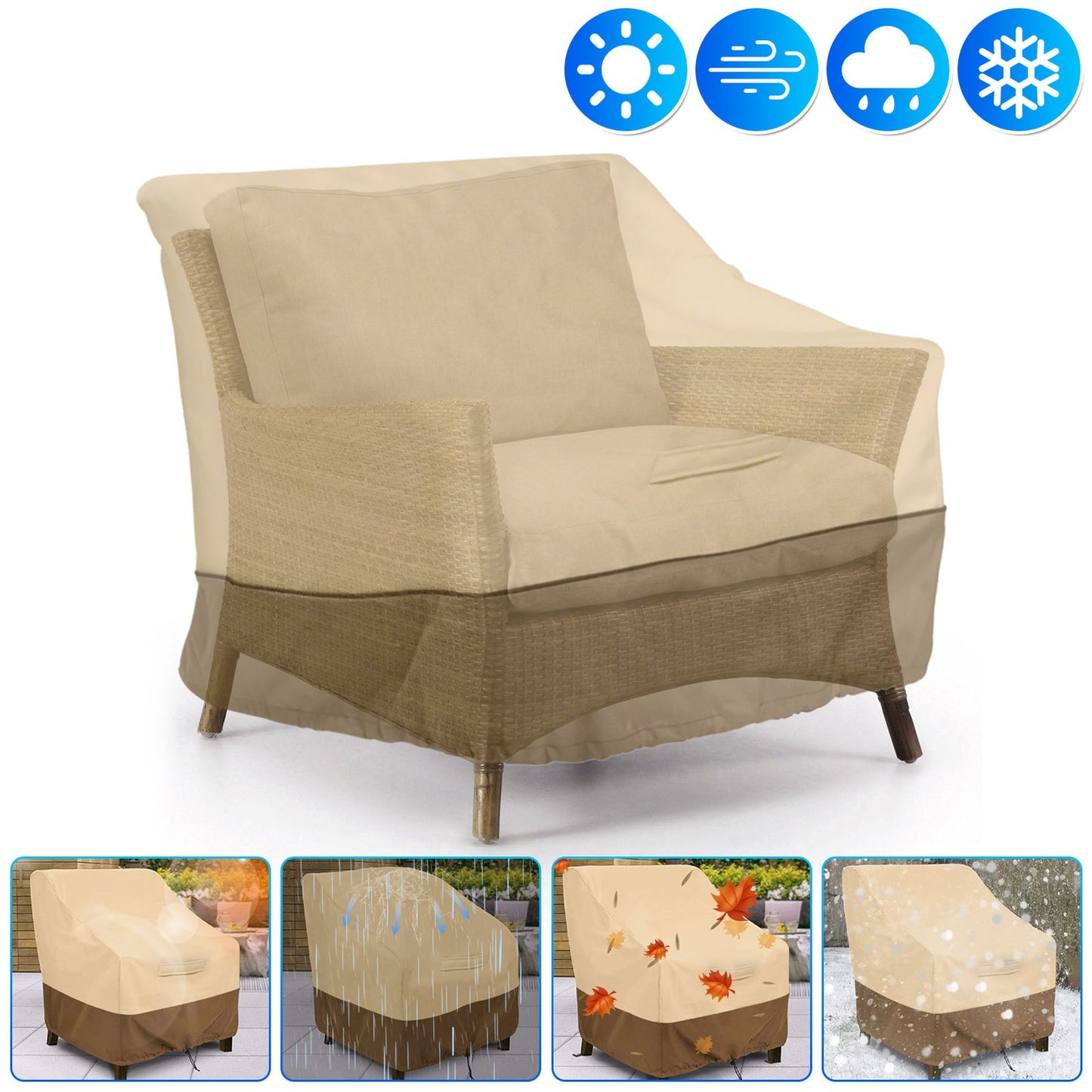 Heavy Duty Patio Chair Covers, Waterproof Oxford Fabric with PVC Coating, Dustproof Lawn Furniture Cover for Outdoor, Ideal for Garden and Veranda Use