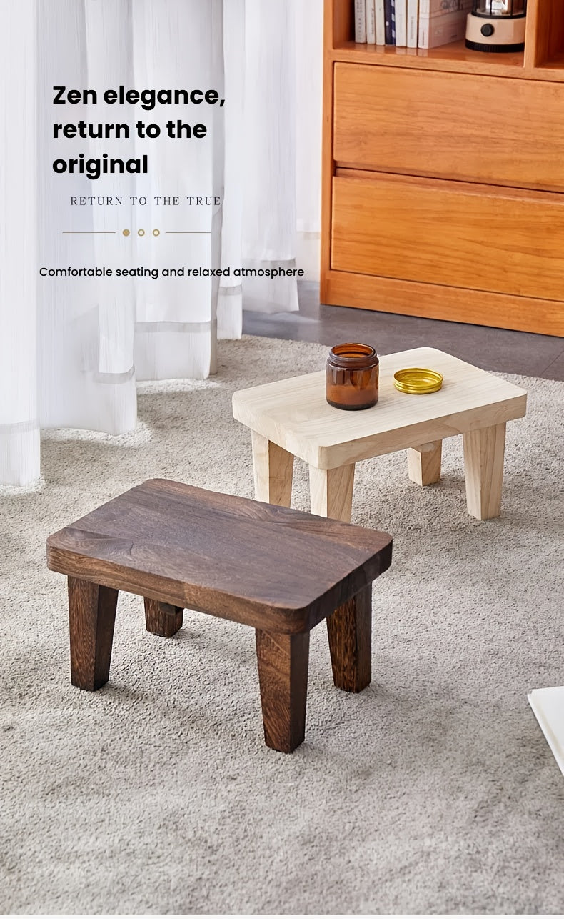 1pc Solid Wood Japanese-Style Square Stool - Wood Low Seat Chair, No Cushion, Square Base Footrest for /Outdoor Use, Living Room, Bedroom,, Entryway, Japanese Tatami Stool, Easy-Clean Furniture