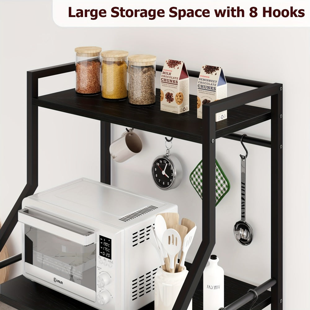 5-Tier Bakers Rack with 2 Wire Baskets - Microwave Oven Stand, Industrial Kitchen Storage Shelf, Coffee Bar Station & Utility Organizer for Home Kitchen