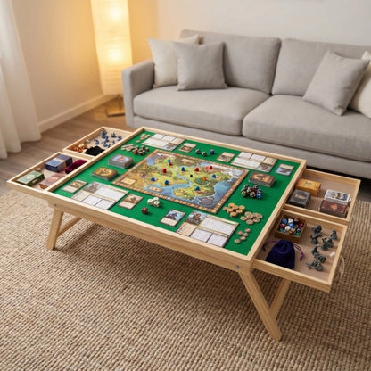 This Multifunctional Game Table Is Foldable And Features Drawer Storage Compartments. The Non-Slip, Integrated Storage Design Is Perfect for Puzzles, Board Games, And Camping - Combining Entertainment, Office Work, And Storage