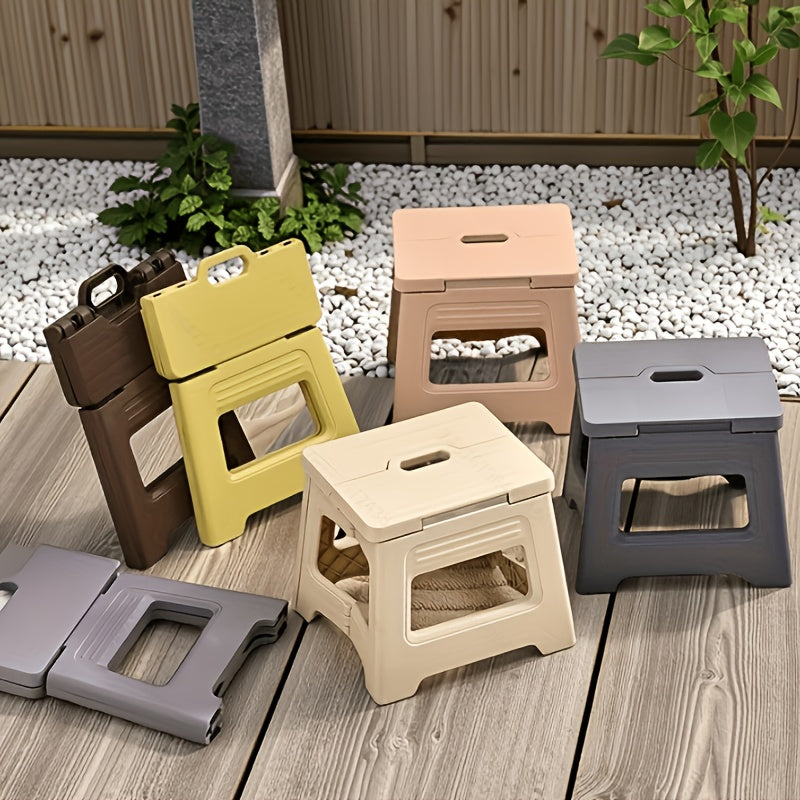 1pc Folding Step Stool, Footstool/Shoe Bench - Portable, Adjustable, Durable Square Stool, Suitable for Home, Kitchen, Bathroom - Non-Slip, Easy to Store, Modern Style, Plastic Material