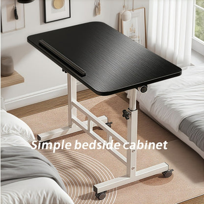 Adjustable Tilt Foldable Standing Desk 32"x16" – Portable Mobile Laptop Rolling Desk with Height Adjustment, Compact Sit-Stand Workstation, White