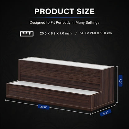 LED Lighted Liquor Bottle Display Shelf, 2-Tier Freestanding Bar Shelf with Warm Glow Lighting, Walnut & Gray Wood Home Bar Shelving Unit for Party Bar Decor
