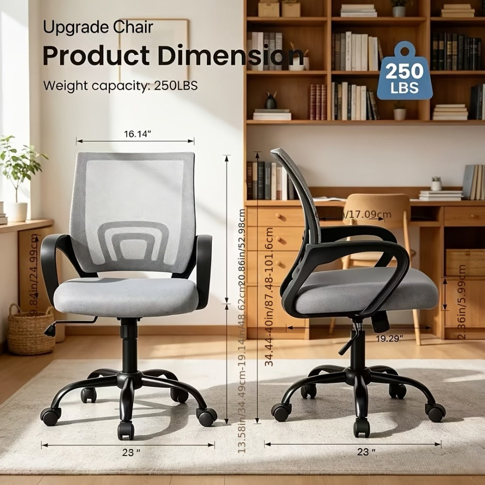 Height Adjustable Office Chair with Lumbar Support Rocking Mode Fixed Armrests Swivel Desk Chair for Home Office Conference Meeting Room, 4 Colors