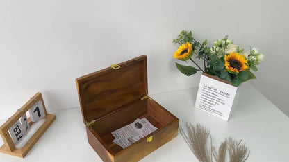 Acacia Wood Keepsake Box with Hinged Lid & Latch | 10.6x7x4" Memory Storage Box for Photos, Jewelry, Collectibles | Decorative Wooden Gift Box for Birthdays, Weddings, Christmas