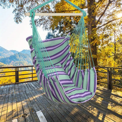 550LB Capacity Macrame Hammock Swing Chair with Steel Spreader Bar & 2 Cushions - Heavy-Duty Outdoor/ Hanging Chair, Macrame-Bohemian Style Rope Seat for,, Porch - Install (No Stand Included) - Weight Capacity