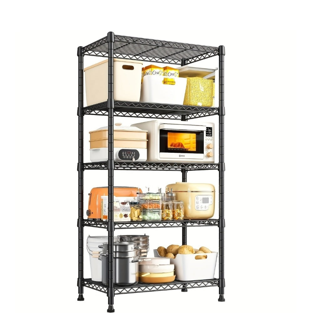 5-Tier 1000LBS Heavy Duty Wire Shelving Unit – Adjustable Metal Storage Rack for Garage, Pantry, Closet, Kitchen & Office – 60"H x 21.45"W x 13.58"D