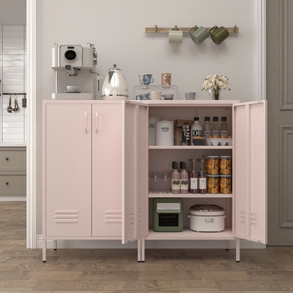Metal Locker Storage Cabinet, Black Accent, Pantry Cabinet with Doors, Locker for Living Room, Kitchen, Office