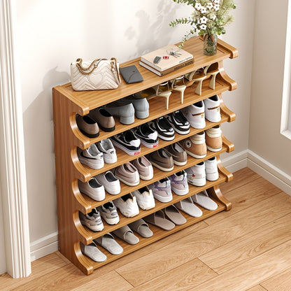 Bamboo Shoe Rack 3/5/6-Tier Freestanding Shoe Shelf, Modern Minimalist Shoe Storage for Entryway Living Room Bedroom, Space-Saving Easy Assembly Shoe Organizer for Small Spaces – Natural Brown