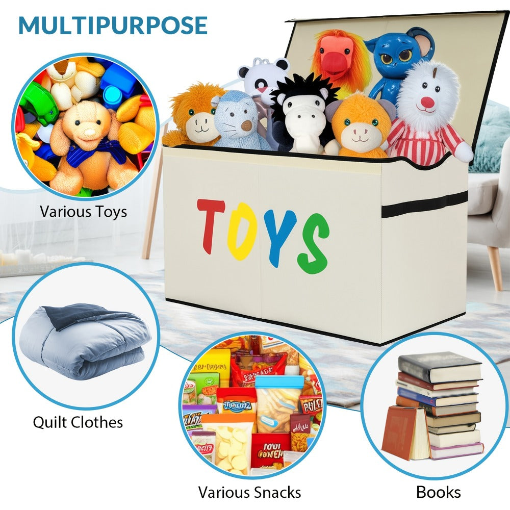 Kids Box Chest - Extra Large Lightweight Collapsible Storage Organizer Boxes Bins Baskets for Children, Boys, Girls, for nursery Room, Playroom, Closet Home Storage Boxes with Big Handles for Nursery, 26.8"X13.8"X16"