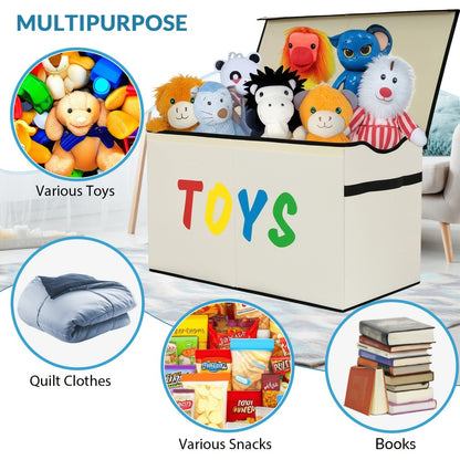 Kids Box Chest - Extra Large Lightweight Collapsible Storage Organizer Boxes Bins Baskets for Children, Boys, Girls, for nursery Room, Playroom, Closet Home Storage Boxes with Big Handles for Nursery, 26.8"X13.8"X16"
