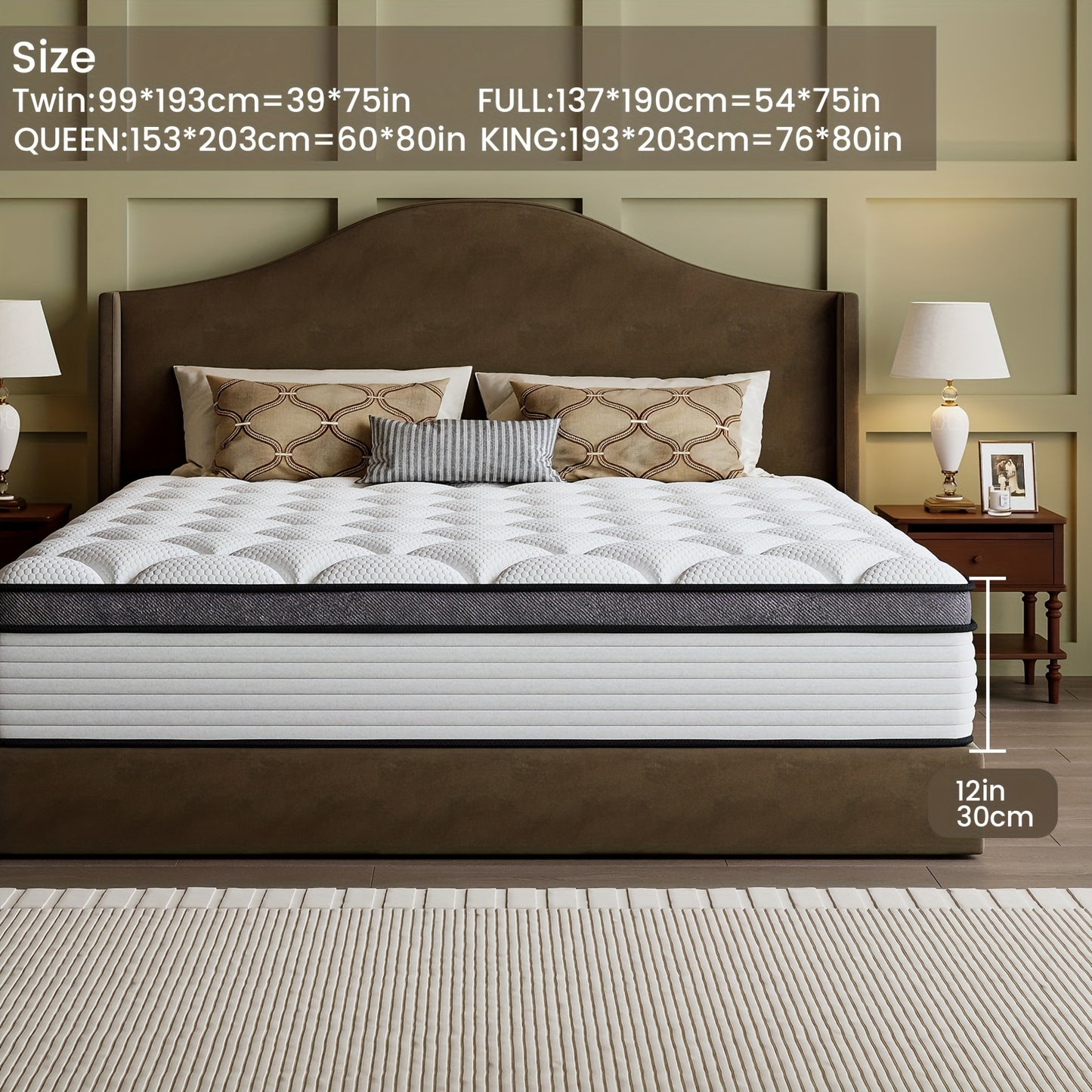 Queen Size Mattress | Independent Pocket Coil & Memory Foam | Boxed Compressed Delivery 10/12/14 Inches Twin, Full, Queen, King