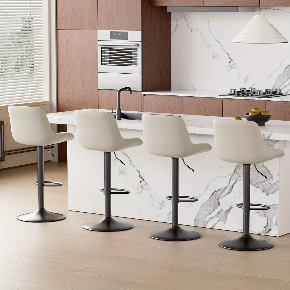 Counter Height Bar Stools Set of 1 2 3 4 Adjustable Swivel Upholstered Barstools with Back & Footrest for Kitchen Counter & Island – 6 Colors