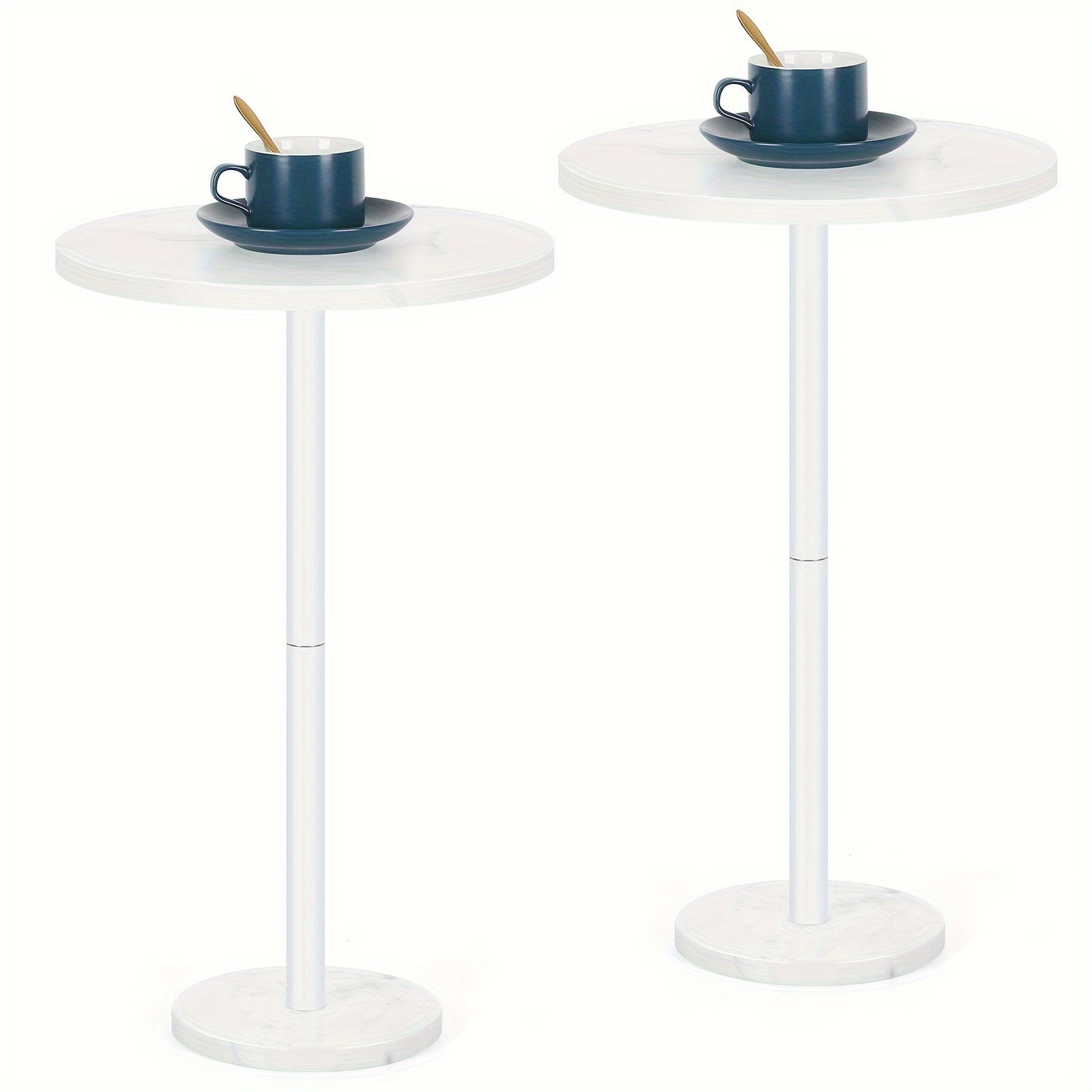 Marble Base Outdoor Round Side Table – Small Pedestal Drink Table for Patio, Sofa & Chair | 12.6" Cocktail End Table, Set of 1 or 2