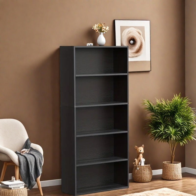 5/6-Tier Floor-Standing Bookshelf Organizer - Multi-Functional Open Shelf for Books, Decor & Cosmetics | Space-Saving Storage Unit for Home Office, Living Room & Bedroom | Modern Industrial Design
