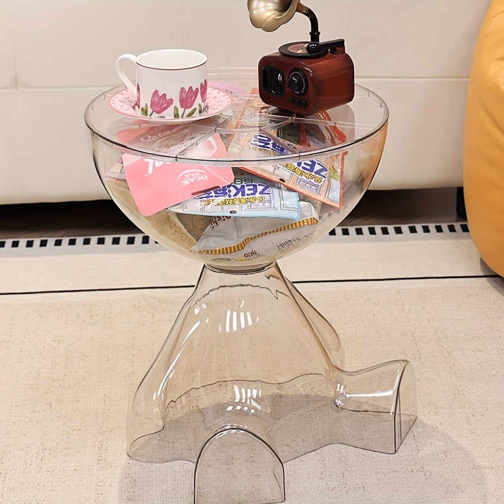 Acrylic Minimalist Coffee Table, Transparent Sofa Side Table for Living Room Bedroom Small Space, Multi-functional Storage End Table Nightstand, 6 Colors