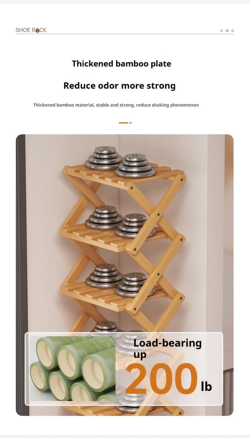Bamboo Shoe Rack Foldable 2/6/7 Tier Entryway Organizer 20-Second Setup, Space-Saving Eco-Friendly Shoe Shelf for Hallway Closet Bedroom, Natural Charcoal No Tools Required