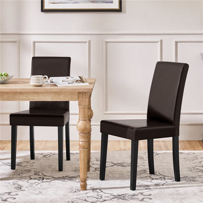 Costoffs Upholstered Dining Chairs Set of 2/4, Padded Leather Side Chairs with High Back & Rubberwood Legs, Modern Kitchen Chairs for Home, Kitchen & Restaurant, Black/White/Gray/Brown