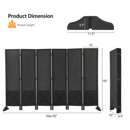 VINGLI 60''H Freestanding Pegboard, Wood Room Divider Display Board Organizer with Support Feet, Folding Privacy Screen Partition Space Separator for Craft Shows Events Retail