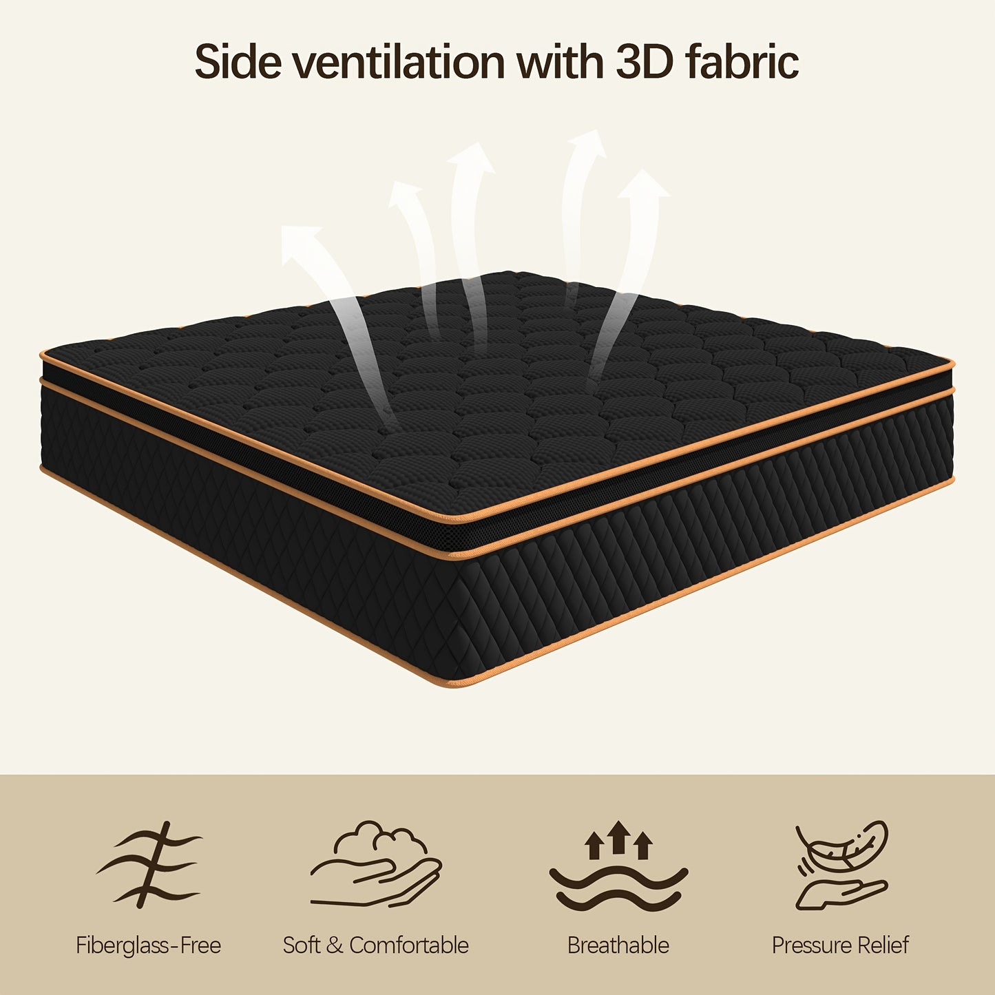 Hybrid Pocket Coil Memory Foam Mattress, 4/10/12/14 Inch Cooling Gel Layer, Twin Full Queen King Sizes, Medium Firm Pressure Relief, Motion Isolation Roll Compressed Box Mattress