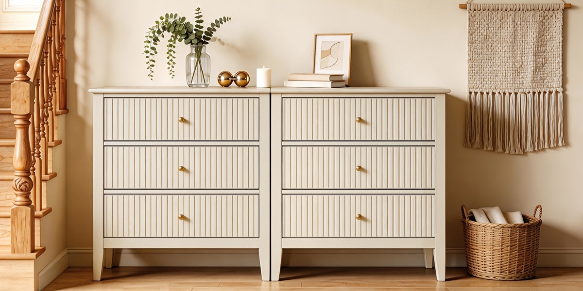 Nightstands 2pcs/1pc, Fluted Design Wooden Dressers with Ample Storage, 30-Inch Modern Painted Chest for Bedroom, Living Room, And Entryway