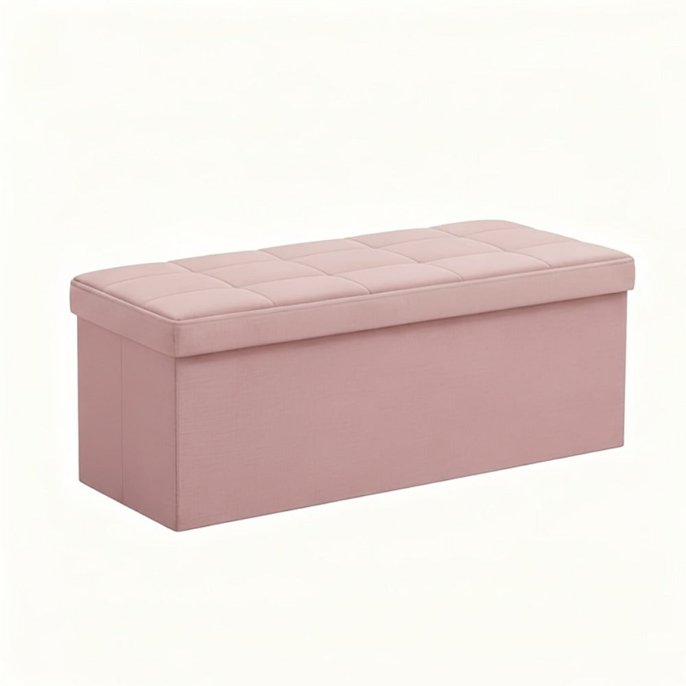 Storage Ottoman Bench 30 & 43 Inch Folding Padded Seat with Hidden Compartment, Holds 660 LB Heavy Duty Footrest End of Bed Stool for Bedroom Living Room Entryway, Grey Black Brown Pink Blue Beige