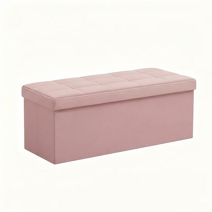 Storage Ottoman Bench 30 & 43 Inch Folding Padded Seat with Hidden Compartment, Holds 660 LB Heavy Duty Footrest End of Bed Stool for Bedroom Living Room Entryway, Grey Black Brown Pink Blue Beige